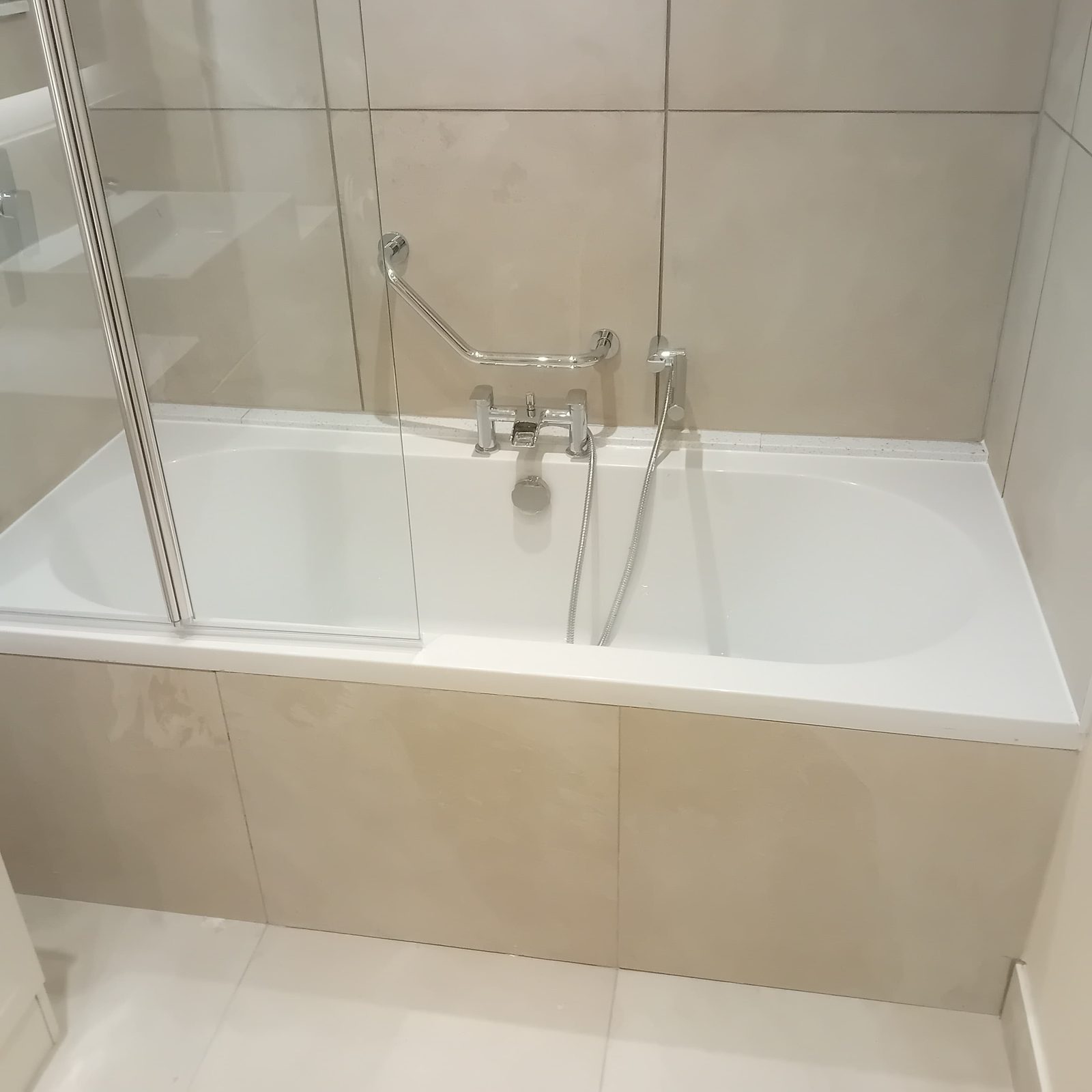 Bath and tiles cleaned, chrome polished